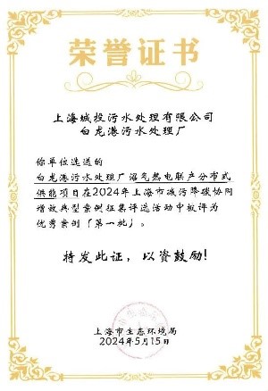 PG电子水务污水公司两项成就入选上海市减污降碳协同增效优良案例